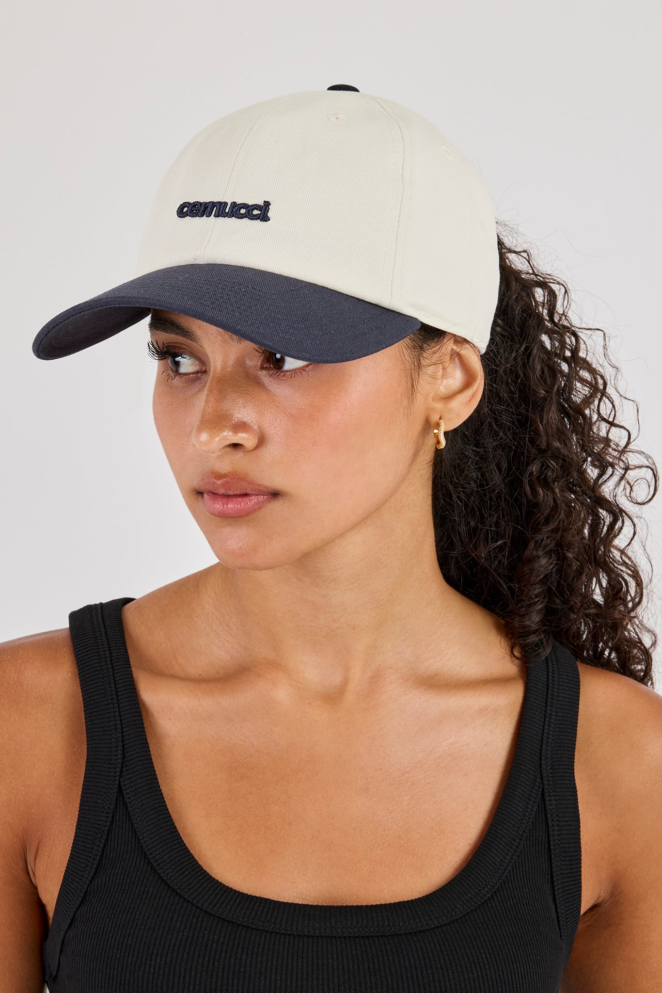 Damen Kontrast-Cap mit Mikro-Logo – Marineblau